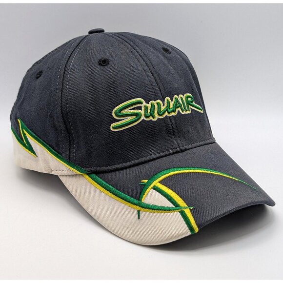 Sullair Hitachi Air Compressor 90s Black & Green Strap Back Cap Hat - Picture 1 of 5